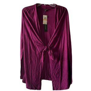 Cable & Gauge Knit Cardigan Dark Purple Long Sleeves Size Small
